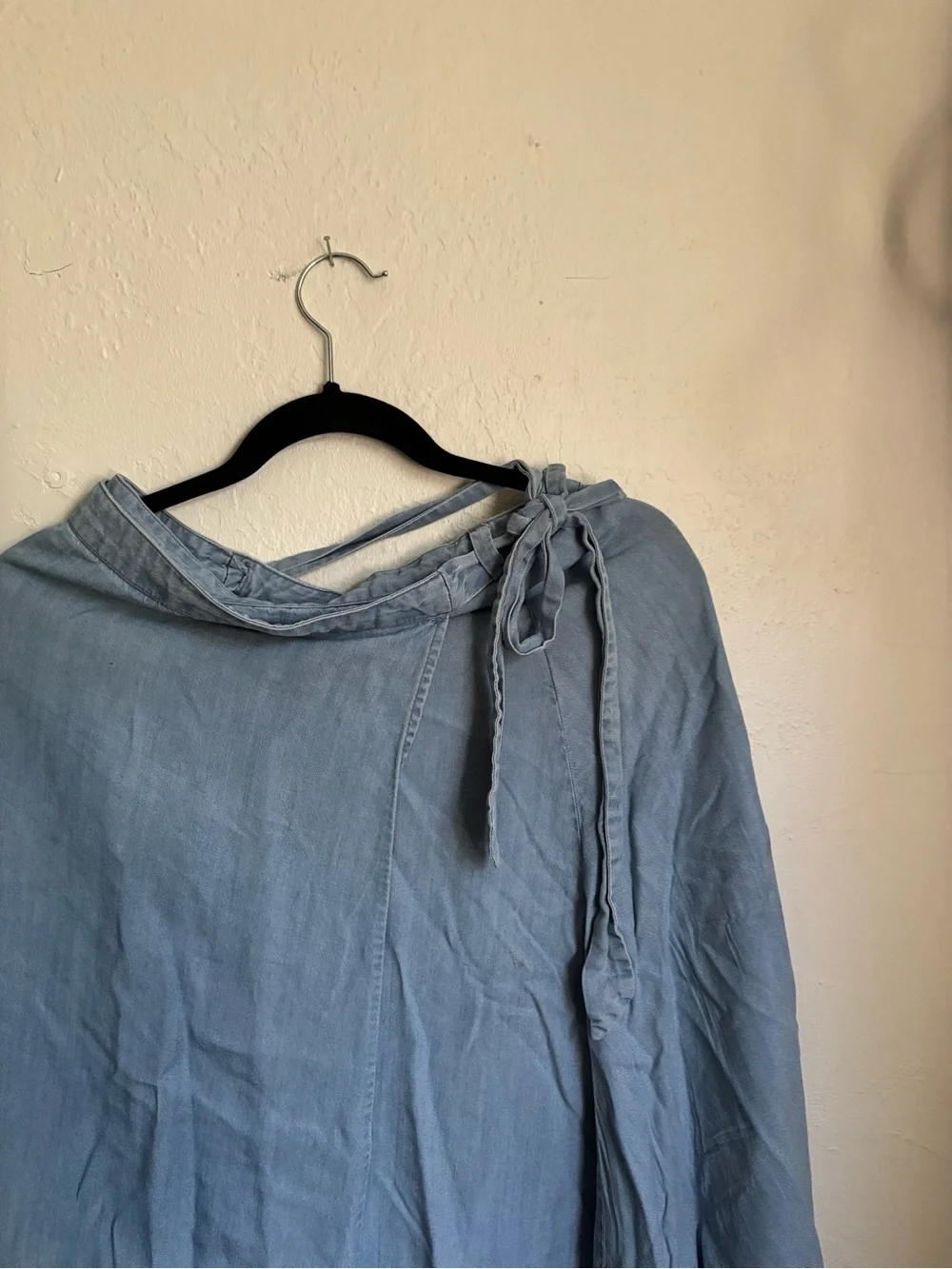 Vintage Chaps Light Blue Wrap A-Line Skirt with Side Tie